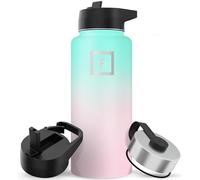 Iron Flask - Borraccia sportiva da 900 ml, 3 coperchi (coperchi con cannuccia), in acciaio inox isolato sottovuoto a prova di perdite, a doppia parete, termica, in metallo