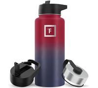 Iron Flask - Borraccia sportiva da 900 ml, 3 coperchi (coperchi con cannuccia), in acciaio inox isolato sottovuoto a prova di perdite, a doppia parete, termica, in metallo