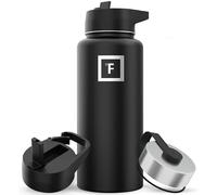 Iron Flask - Borraccia sportiva da 900 ml, 3 coperchi (coperchi con cannuccia), in acciaio inox isolato sottovuoto a prova di perdite, a doppia parete, termica, in metallo