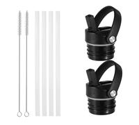 IRON °FLASK Coperchio di Paglia per Bottiglie d'Acqua Sportive Moderne Isolate con Bocca Standard Stretta, Bocca Standard Semplice, Senza BPA, 2 coperchi, 4 cannucce, 2 spazzole per la Pulizia
