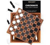 Iron & Glory Scacchiera e dama Set | Puzzle e giochi in legno | Giochi da tavolo per la notte in famiglia | Giochi di viaggio per bambini e regali di viaggio | Decorazione tavolino | Giochi da tavolo