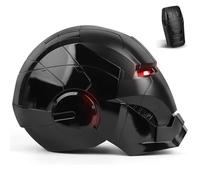 Iron Hero MK 5 Black Edition Casco da uomo - 1:1 indossabile da collezione con voce, touch e telecomando, occhi LED ed effetti sonori realistici - Regalo per cosplay e display per adulti e ragazzi