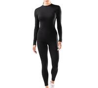 Iron-ic Completo baselayer tecnico donna - Maglia e leggings a compressione per sci, snowboard, Traspirante, termico, elasticizzato (IT, Testo, S, M, Regular, Regular, Nero)