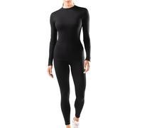 Iron-ic Completo baselayer tecnico donna - Maglia e leggings a compressione per sci, snowboard, Traspirante, termico, elasticizzato (IT, Testo, S, M, Regular, Regular, Nero)