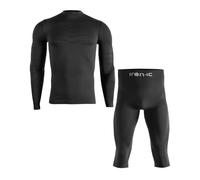 Iron-Ic - Kit Promo Box Maglia Maniche Lunghe + Leggings 3/4 Uomo Thermic Seamless Thermo Light - Fitting Slim Compression - Art. 900482 (S/M, Nero)