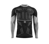 Iron-ic, Maglia Tecnica Baselayer Uomo a Maniche Lunghe - Ideale per Sci, Snowboard, Trekking e Sport Invernali, Termica, Aderente (IT, Testo, S, M, Regular, Regular, Nero/Argento)