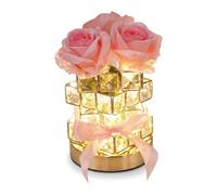 IRON JF Lampada Da Tavolo Con Rosa Di Cristallo, Vaso Illuminato A Prisma Rose E Base Sensibile Al Tocco, Luce Notturna Romantica For La Camera Letto, Soggiorno, Sala Pranzo, Regalo For Lei(Pink)