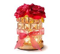 IRON JF Lampada Da Tavolo Con Rosa Di Cristallo, Vaso Illuminato A Prisma Rose E Base Sensibile Al Tocco, Luce Notturna Romantica For La Camera Letto, Soggiorno, Sala Pranzo, Regalo For Lei(Red)