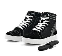 IRON JIA'S Scarpe Moto Uomo Stivali Moto Uomo Casual Strada Traspiranti Antiscivolo con Cerniera Laterale Supporto per La Caviglia Nero 43