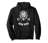 Iron King Lion Bilanciere per Sollevamento Pesi Bodybuilding Graphic Felpa con Cappuccio