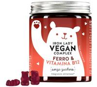 Iron Lady Vegan Complex - Complesso Vegano con Ferro ad Alto Dosaggio, Vitamina B12, B1, B6, C, D3 e Iodio - Gommose vitaminiche - 60 pezzi (1 Mesi) - Senza Zucchero, Vegano - Bears with Benefits