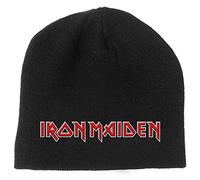 Iron Maiden Beanie Hat Classic Band Logo Book of Souls Nuovo Ufficiale Nero Size One Size
