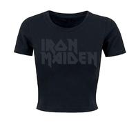 Iron Maiden Black On Black Logo Donna T-Shirt Nero 95% Cotone, 5% Spandex Regular