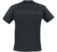 Iron Maiden Black On Black Logo Uomo T-Shirt Nero L 100% Cotone Regular