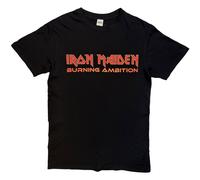 Iron Maiden Burning Ambition Text Logo Maglietta Ufficiale da Uomo