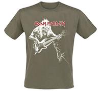 Iron Maiden Eddie Bass Uomo T-Shirt Verde S 100% Cotone Regular