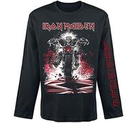 Iron Maiden Eddie Bike Uomo Maglia Maniche Lunghe Nero 100% Cotone Regular