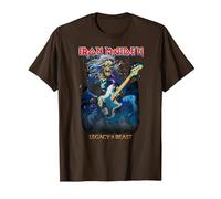 Iron Maiden Eddie On Bass Maglietta, Uomo, Marrone, L