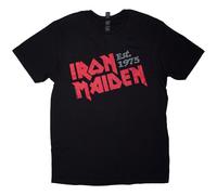 Iron Maiden 'Est. 1975 Slanted Logo' (Nero) T-Shirt NUOVO E UFFICIALE