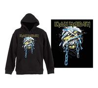Iron Maiden Felpa con Cappuccio Powerslave Band Logo Nuovo Ufficiale Uomo Nero