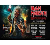 Iron Maiden locandina Run For Your Lives Torre 2025 - 2026 Berlin Londra UK