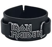 Iron Maiden Logo Uomo Bracciale in Pelle Nero Pelle