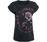 Iron Maiden Number of The Beast Donna T-Shirt Nero/Effetto usurato 100% Cotone Regular