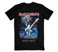 Iron Maiden - Rock Off officially licensed products Iron Maiden T Shirt Eddie On Bass Band Logo Nuovo Ufficiale Uomo Nero Size XL