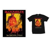 Iron Maiden - Rock Off officially licensed products Iron Maiden T Shirt The Wicker Man Fire Band Logo Nuovo Ufficiale Uomo Nero Size S
