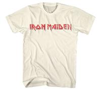 Iron Maiden - Rosso Nero Logo - American Classici - Solido Avorio Adulto Corto S