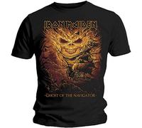 Iron Maiden - Iron Maiden T Shirt Ghost of The Navigator Band Logo Nuovo Ufficiale Uomo Nero Size L