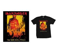 Iron Maiden T Shirt The Wicker Man Fire Band Logo Nuovo Ufficiale Uomo Nero