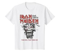 Iron Maiden The Evil That Men Do On White Maglietta, Bambini, Bianco, 6 Anni