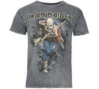 Iron Maiden Trooper Uomo T-Shirt Grigio S 100% Cotone Regular