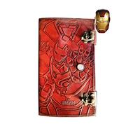 Iron Man - Diario da disegno in rilievo realizzato a mano in pelle, rilegato in pietra, stile rustico, con chiusura a scatto vintage