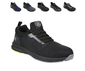 Iron Mountain Scarpe antinfortunistiche da uomo con punta in acciaio e intersuola protettiva, S1P SRC, suola nera/gialla, 46 EU