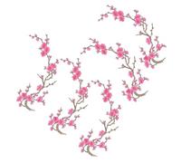 Iron on Patches, Emboidered Floral Designs, Five Pieces Plum Blossom Set, Sewing Adhesive Fabric, decorativi per cappello cheerleading Uniform Sports Team Apparel Customization Crafting