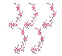 Iron on Patches, Embroidered Patches, 5 Pieces, Costume Repair, Decorative Applique Embellishment, Adhesive Backing, Sewing Plum Blossom Fabric for Cheerleading Uniform, Jean Jacket, Dance Team Outfit