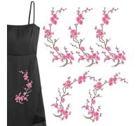 Iron On Patches - Flower Embroidery Patches | 5Pcs Sewing Plum Blossom Fabric Applique | Bouquet Craft Embellishments | Floral Fabric Appliques For Cheerleading Uniforms, Jean Jackets