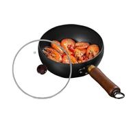 Iron Pan - Non Stick Induction Frying Pan | Induction Paan With Lid | Professional Big Belly Skillet Uncoated Cookware For Cooking Egg Steak Chicken Fish Shrimp Frying Kitchen Outdoor Camping Use