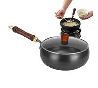 Iron Pan - Non Stick Induction Frying Pan | Induction Paan with Lid | Professional Big Belly Skillet Uncoated Cookware for Cooking Egg Steak Chicken Fish Shrimp Frying Kitchen Outdoor Camping Use