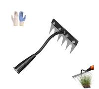 Iron Rake 2.0, Gardenia Iron Weeding Rake, Ironrake The Heavy-Duty Iron Weeding Rakes, 5/6/7/8 Teeth Lawn Leveling Rakes for Loosening Soil, Gathering Leaves (6 Teeth)
