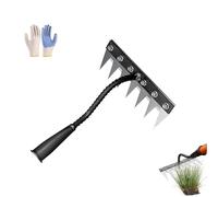 Iron Rake 2.0, Gardenia Iron Weeding Rake, Ironrake The Heavy-Duty Iron Weeding Rakes, 5/6/7/8 Teeth Lawn Leveling Rakes for Loosening Soil, Gathering Leaves (7 Teeth)