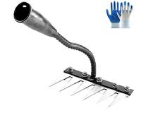 Iron Rake 2.0,Iron Rake for Gardening and Weeding,5/6/7/8 Teeth Multifunctional Heavy Duty Gardening Hand Weeder Tools,Ironrake Lawn Leveling RakeTool for Clear Weeds,Break Tough Soil (6 Teeth)