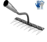 Iron Rake 2.0,Iron Rake for Gardening and Weeding,5/6/7/8 Teeth Multifunctional Heavy Duty Gardening Hand Weeder Tools,Ironrake Lawn Leveling RakeTool for Clear Weeds,Break Tough Soil (8 Teeth)