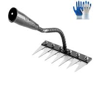 Iron Rake 2.0,Iron Rake for Gardening and Weeding,5/6/7/8 Teeth Multifunctional Heavy Duty Gardening Hand Weeder Tools,Ironrake Lawn Leveling RakeTool for Clear Weeds,Break Tough Soil (7 Teeth)
