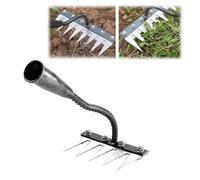 Iron Rake 2.0, Iron Rake for Gardening and Weeding, Ironrake The Heavy-Duty Iron Weeding, Carbon Steel Metal Iron Heavy Duty for Backyard Garden Lawn Loosening & Dethatching (5 Teeth)