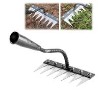 Iron Rake 2.0, Iron Rake for Gardening and Weeding, Ironrake The Heavy-Duty Iron Weeding, Carbon Steel Metal Iron Heavy Duty for Backyard Garden Lawn Loosening & Dethatching (7 Teeth)