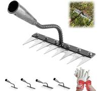 Iron Rake 2.0, Iron Weeding Rake 2.0, 5/6/7/8 Teeth Stick Carbon Steel Garden Weeding Rakes, for Dethatching,Gardening and Backyard Lawn Loosening (8 Teeth)