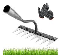 Iron Rake for Gardening and Weeding, Gardenia Iron Weeding Rake 2.0, 5/6/7/8 Teeth Multifunctional Heavy-Duty Carbon Steel Gardening Hand Weeder Tools for Lawn Care (8 Teeth)